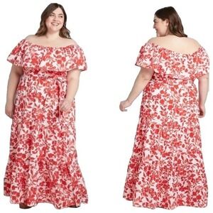 Lane Bryant Sz 14/16‎ Ruffle Floral Maxi Summer Boho Cottage Romantic Feminine